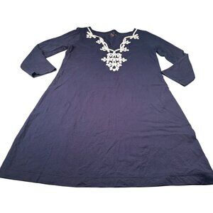 Lilly Pulitzer Marina Mini Tunic Dress Women V Neck Pima Cotton White Trim